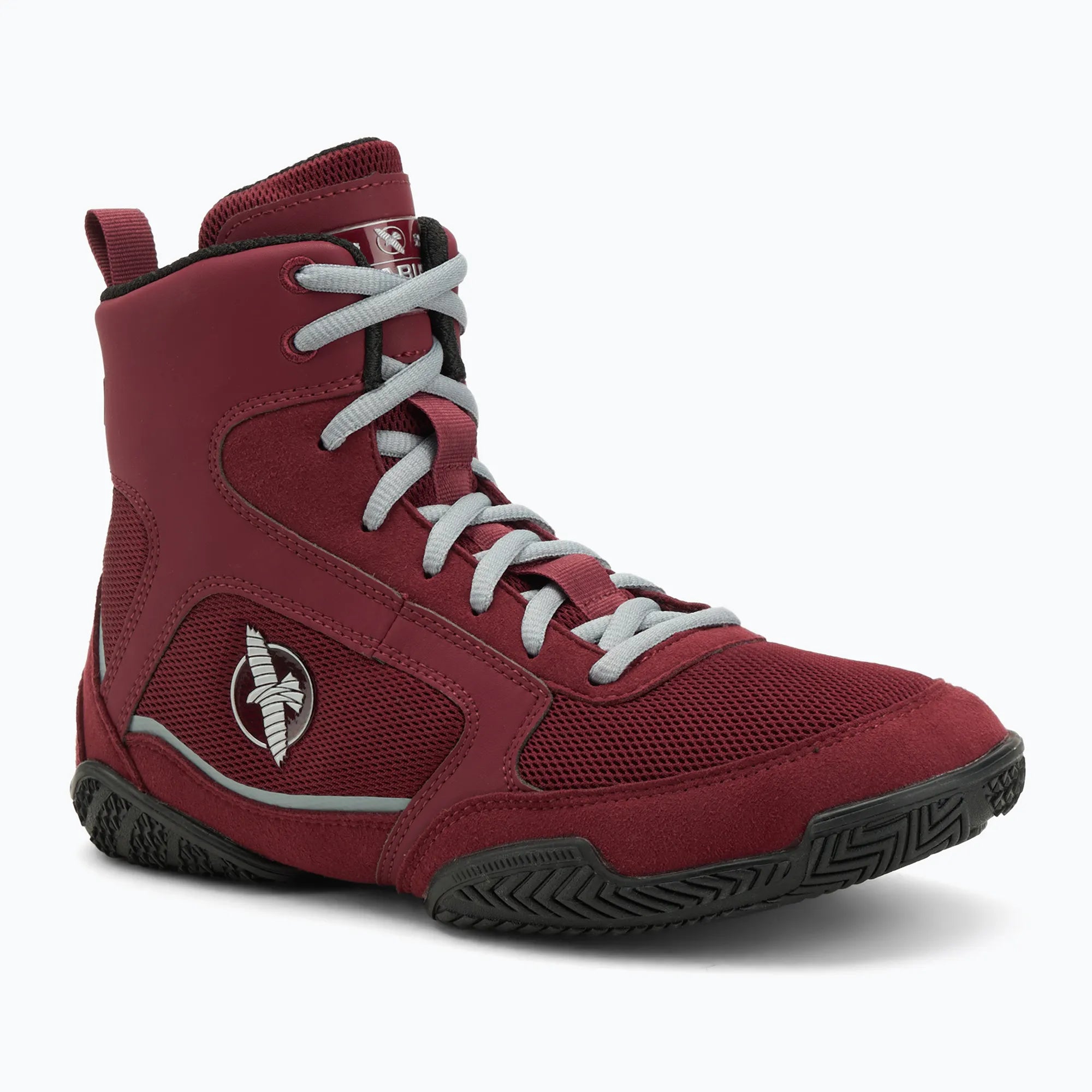 Scarpe da boxe bordeaux Hayabusa Pro stile professionale vista frontale.