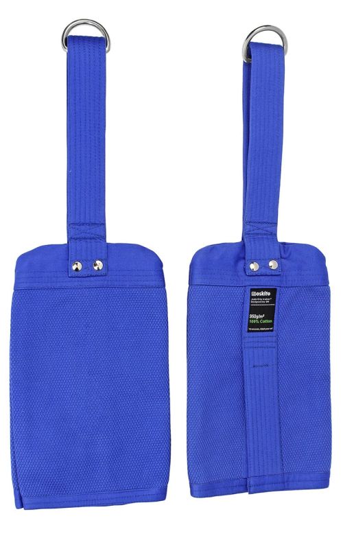 Vista frontale piana del Judo Grip Trainer Moskito Multi blu, dettaglio del materiale