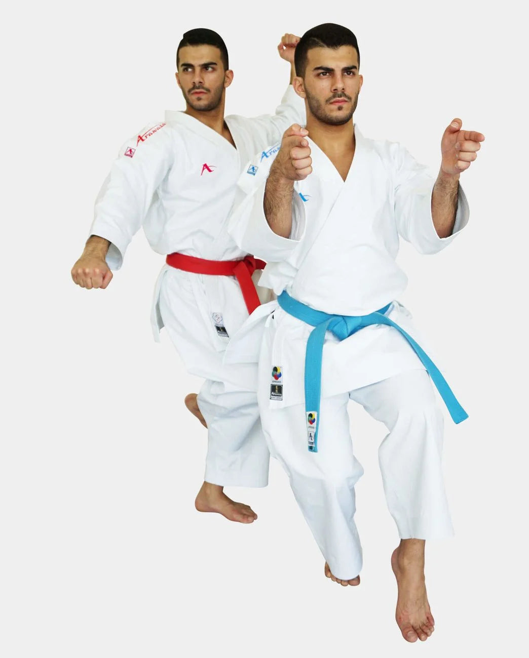 Set Arawaza Black Diamond Premier League con due giacche ricamate in rosso e blu e pantalone