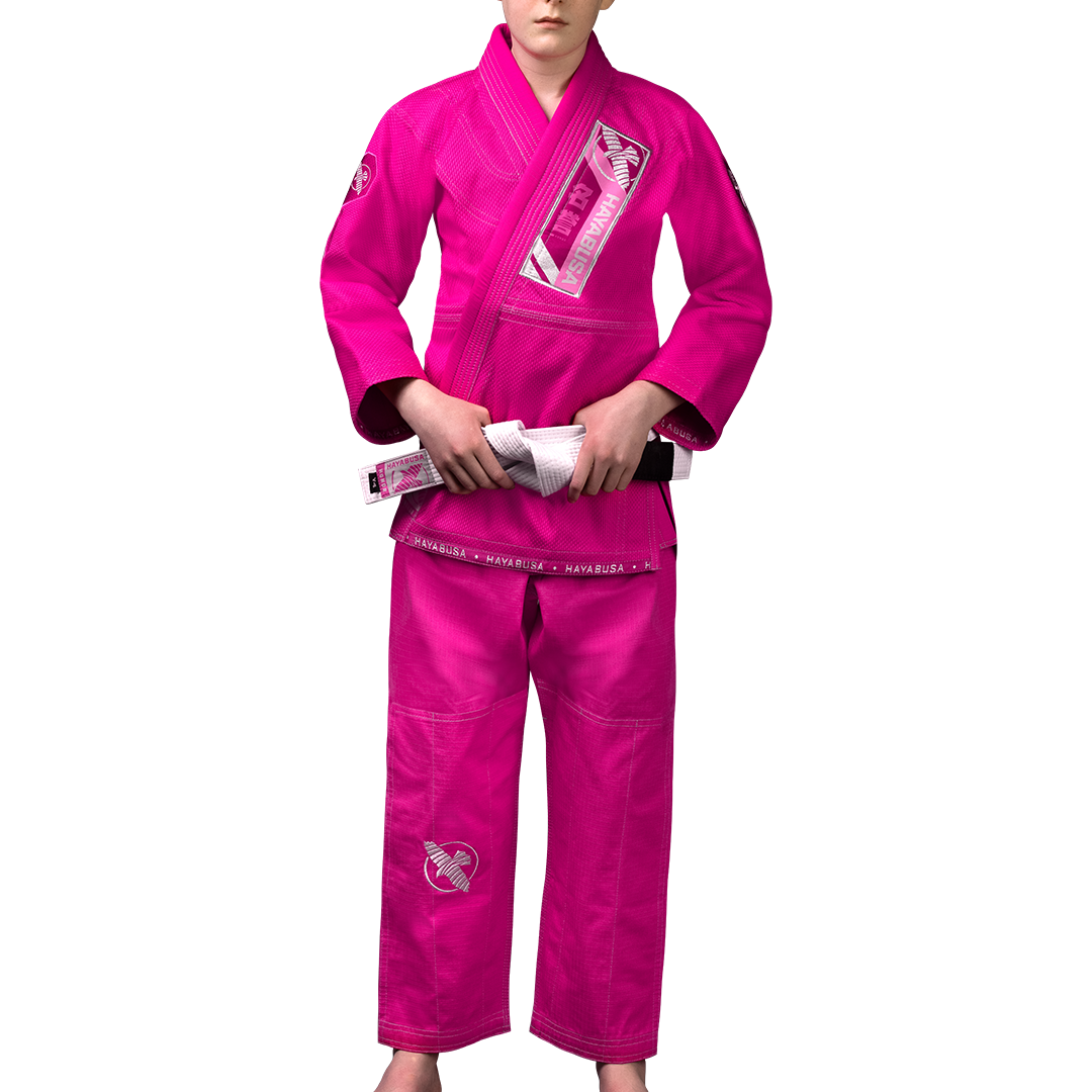 Kimono Jiu Jitsu Hayabusa Ascend Youth rosa per bambina completo di cintura