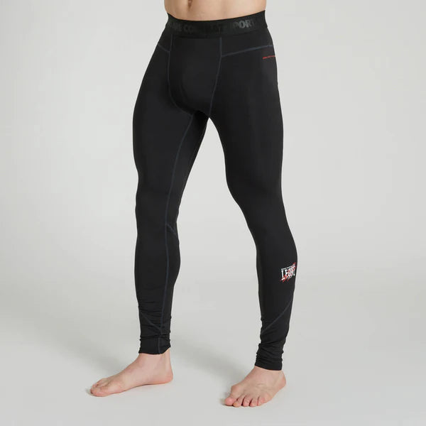 Vista frontale dei leggings compressivi Leone Primal Instinct neri