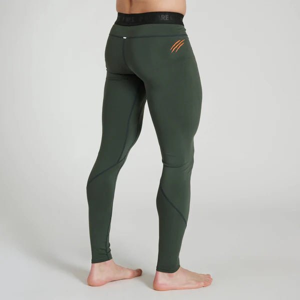 Vista posteriore dei leggings verdi Leone per MMA e allenamento