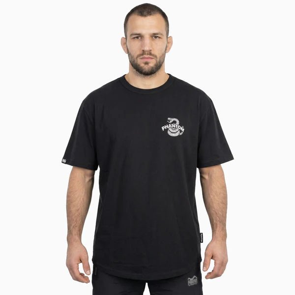 Vorderansicht des Phantom Don't Tread On Me Sport-T-Shirts mit der Gadsden Snake-Grafik