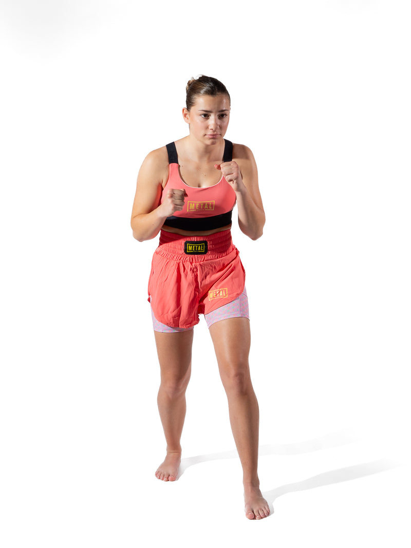 MMA Kick- und Trainingsshorts Damen 2in1 Metal Boxe