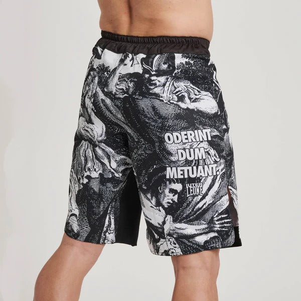Dettaglio posteriore della cintura nera dei pantaloncini MMA LEONE x IUTER, con una vista pulita del pannello centrale posteriore