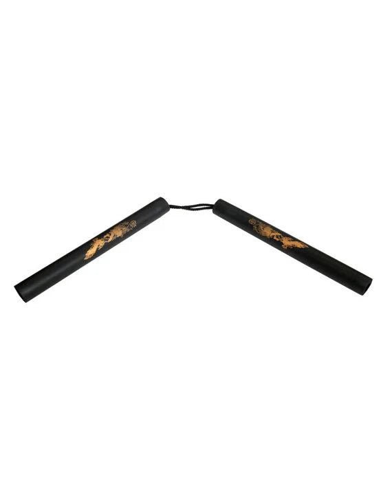 Nunchaku in Gomma Spugna Nero con Corda e Drago - Fight Club Store