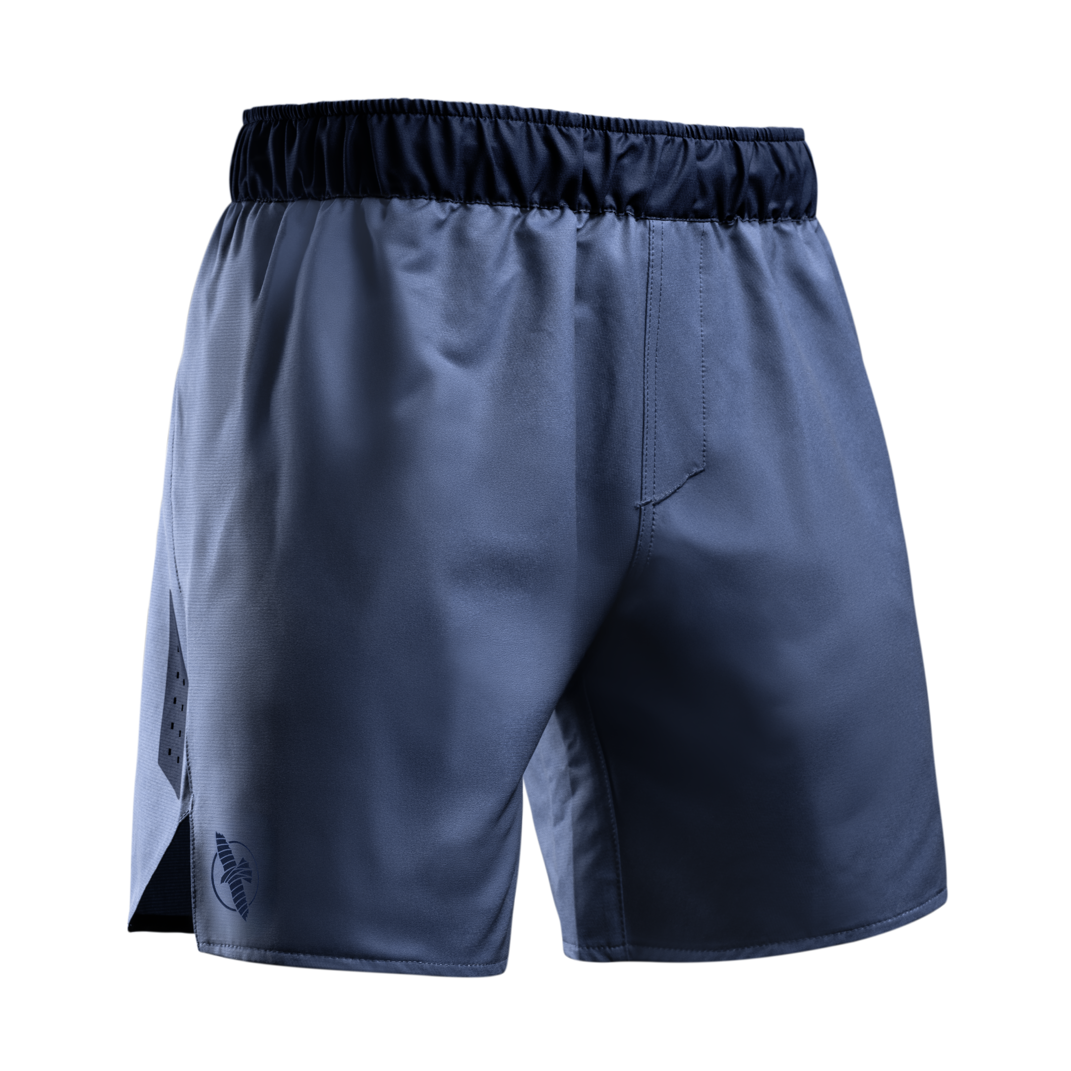 Vista frontale dei pantaloncini grappling Hayabusa Core blu, ideale per BJJ No-Gi e MMA