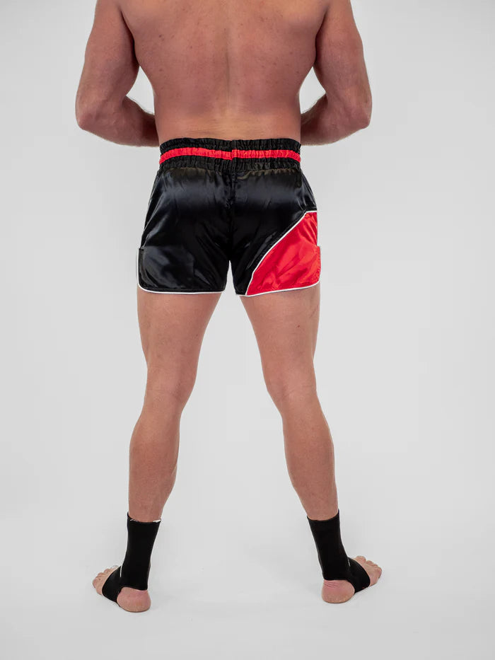 Vista posteriore pantaloncini Kickboxing Metal Boxe Club Line uomo con ampia fascia elastica