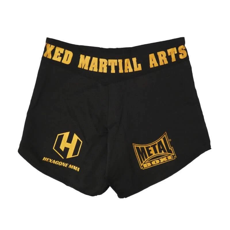Huvudvy framifrån Metal Boxing Hexagon MMA-shorts för kvinnor svarta