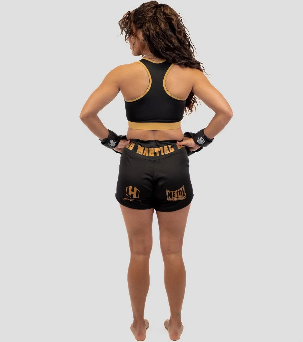 Bakifrån damkampshorts Metal Boxing Hexagon ergonomisk passform
