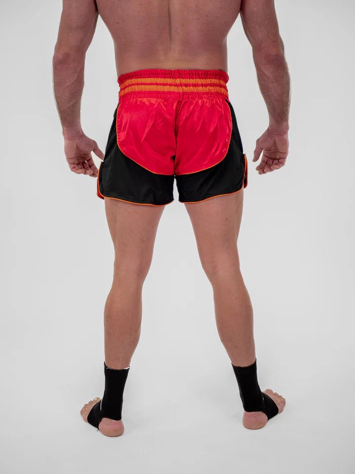Bakifrån Kickboxingsshorts för män Metal Boxing Lumpinee rött elastiskt band