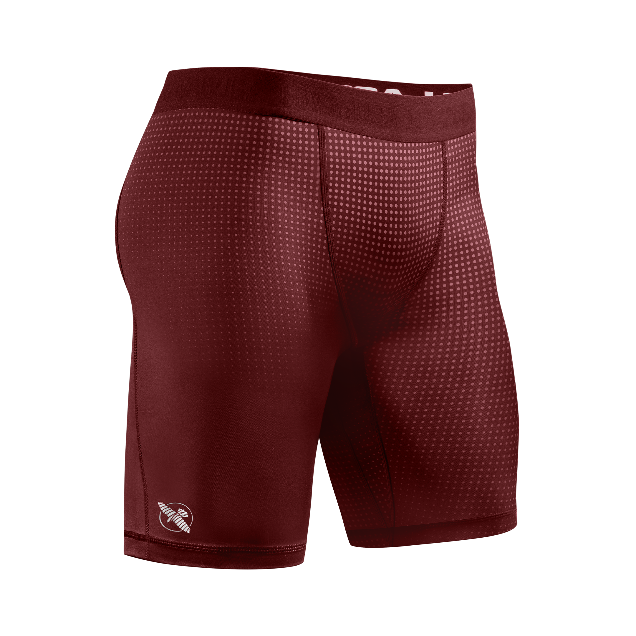 Vista frontale dei pantaloncini Vale Tudo Hayabusa Core rossi, fit ergonomico per BJJ