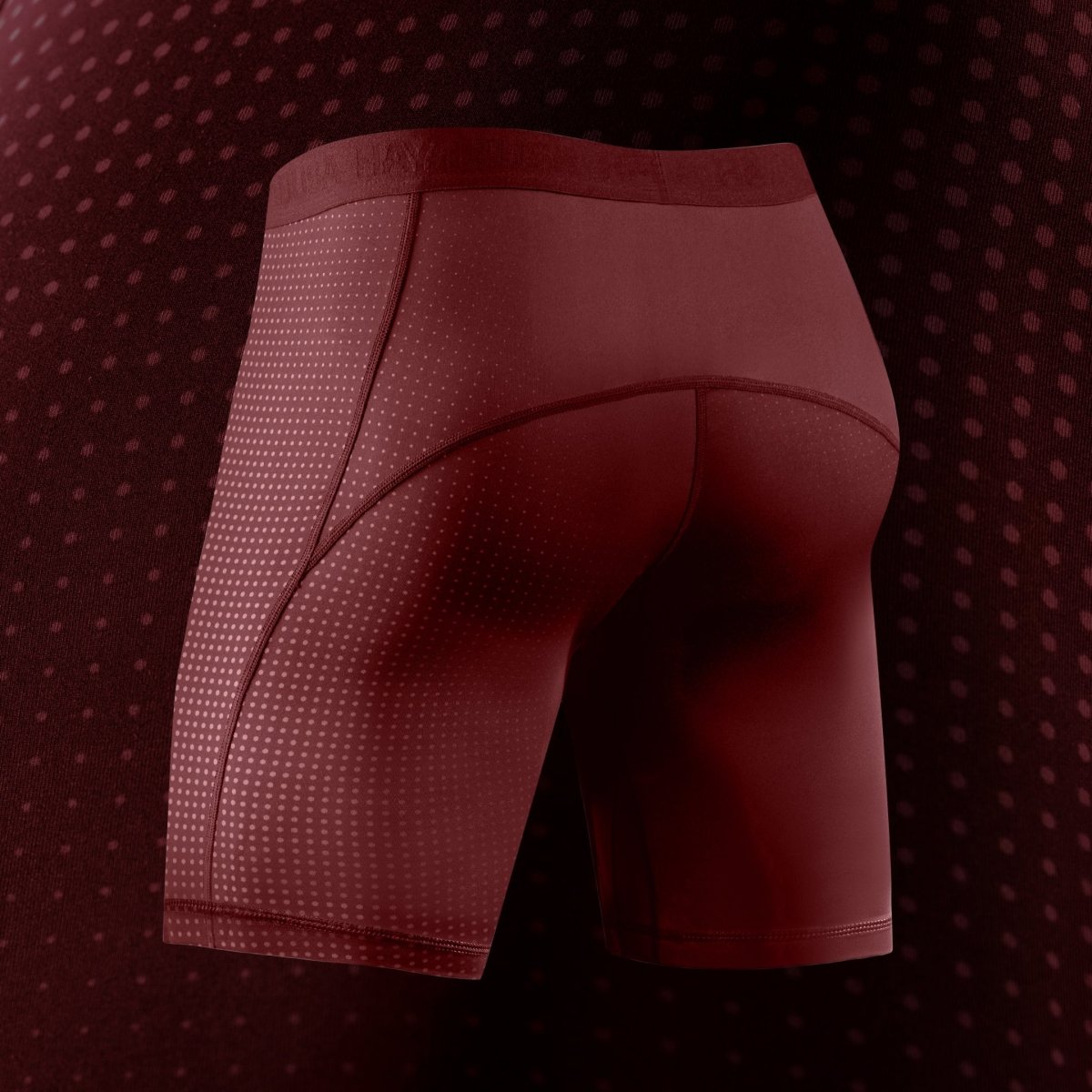 Vedere din spate a pantalonilor scurți roșii Hayabusa Core, cusături plate anti-fricare