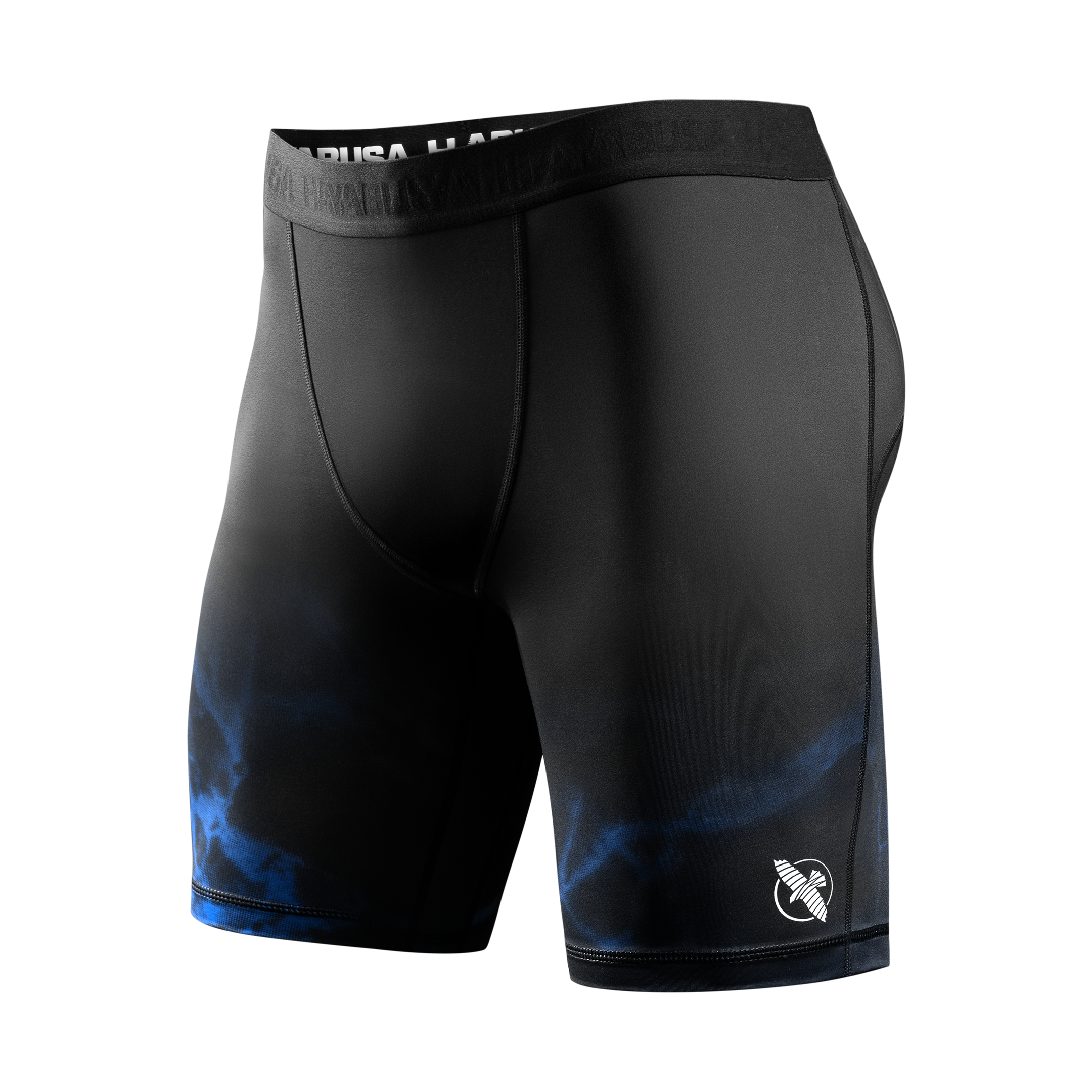 Vista frontale dei pantaloncini Vale Tudo UFC BJJ nero blu, design ergonomico per Jiu-Jitsu