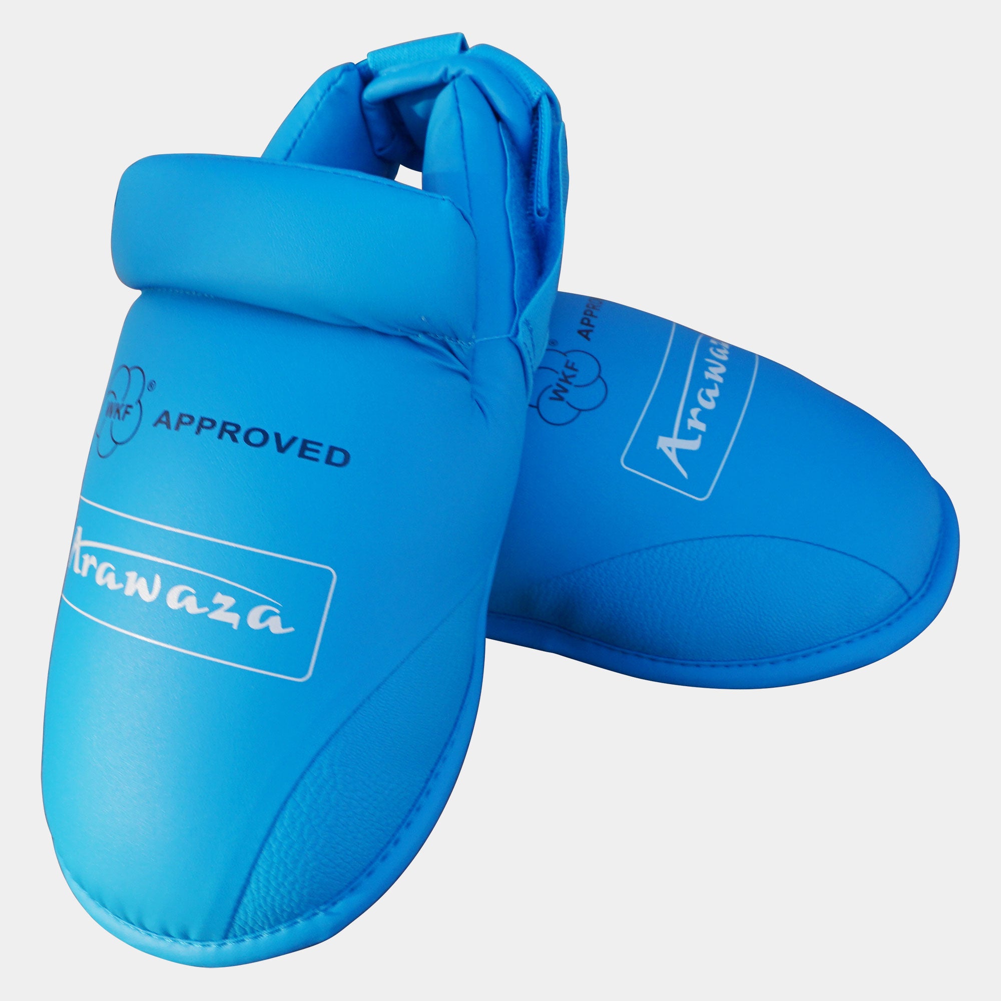 Parapiedi Arawaza WKF Approved blu, protezione omologata per combattimenti Kumite