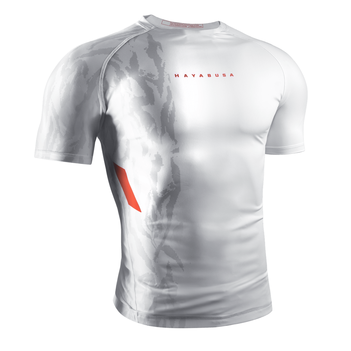 Hayabusa Apex weißer kurzärmliger Rashguard, Vorderansicht