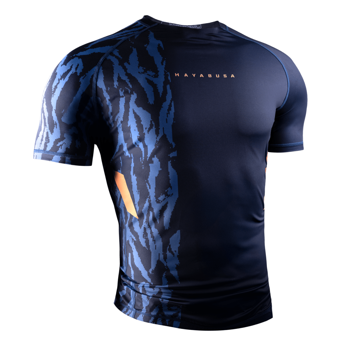 Hayabusa Apex blauer kurzärmliger Rashguard, Vorderansicht
