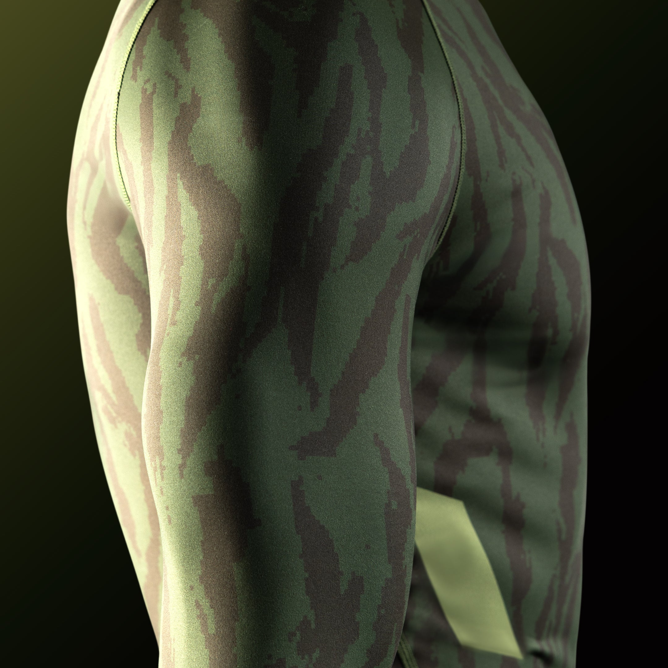 Dettaglio della manica della rash guard Hayabusa Apex verde, particolare del materiale anti-abrasione