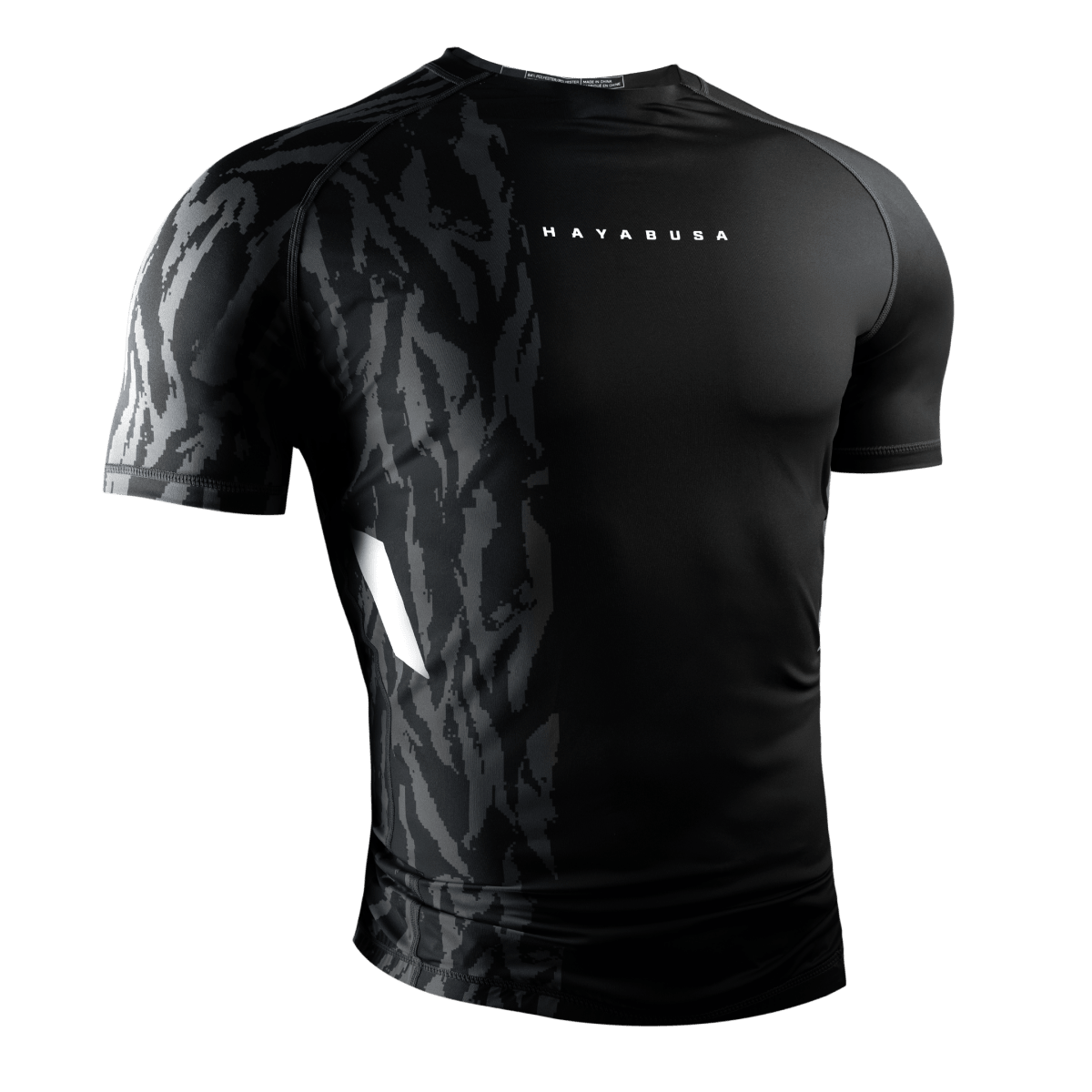 Hayabusa Apex schwarzer kurzärmliger Rashguard, Vorderansicht
