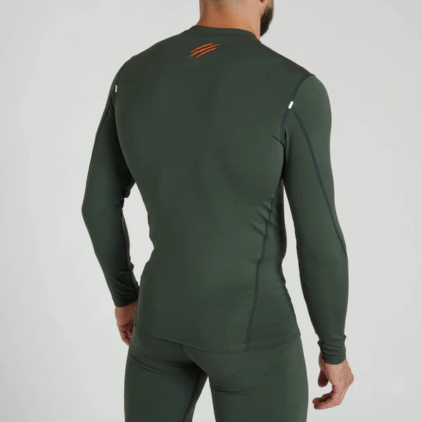 Vista posteriore della rashguard verde Leone Primal Instinct, protezione totale