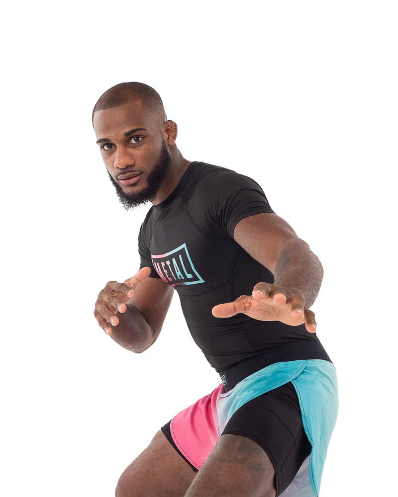 Vooraanzicht belangrijkste rashguard-prestaties Metal Boxing Miami Vibe felle kleuren