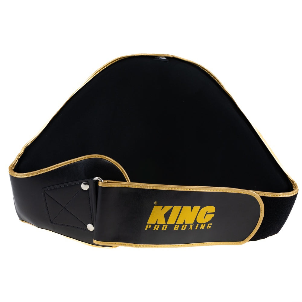 Dettaglio del sistema di chiusura e supporto lombare del cinturone professionale King Pro Boxing