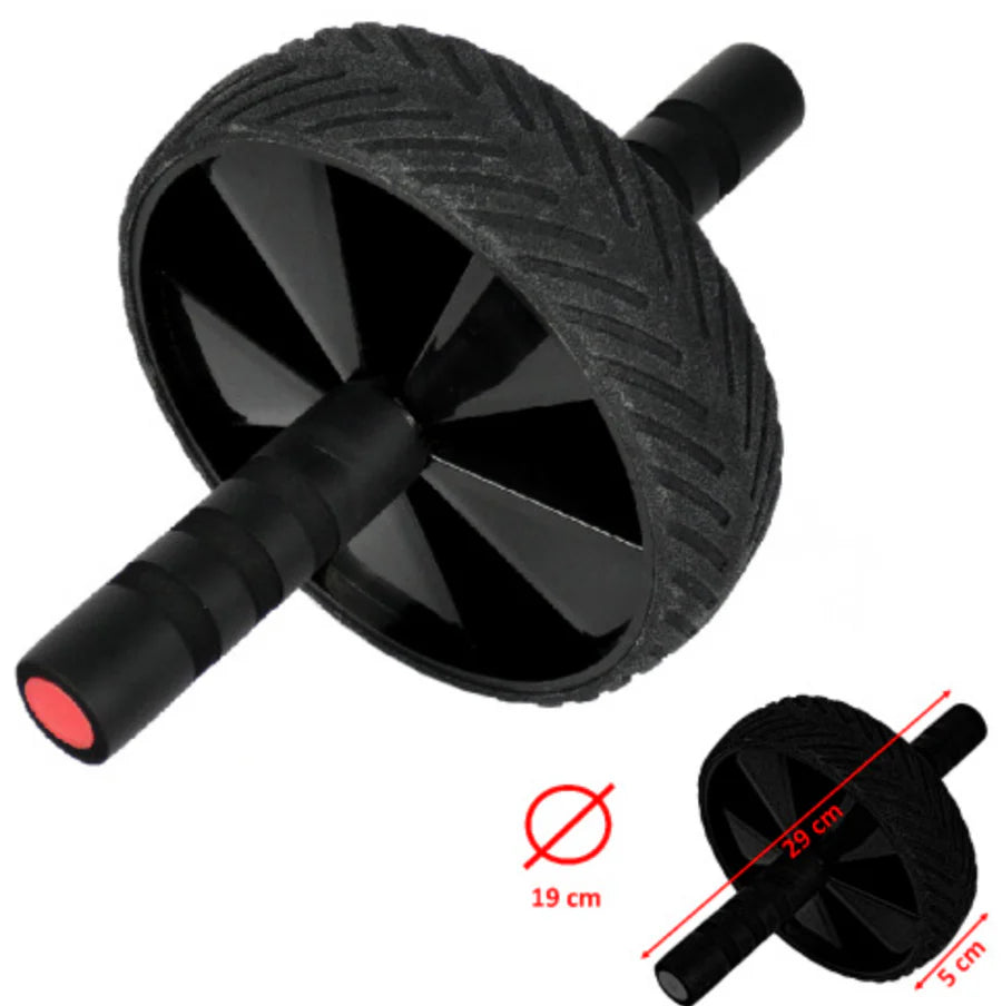 Rotella per addominali Metal Boxe Duowheel nera con doppia ruota e impugnature ergonomiche