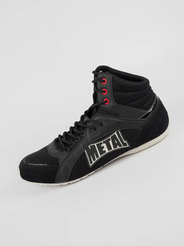 Vista laterale della scarpa singola Metal Boxe Viper III nera, dettaglio della suola innovativa