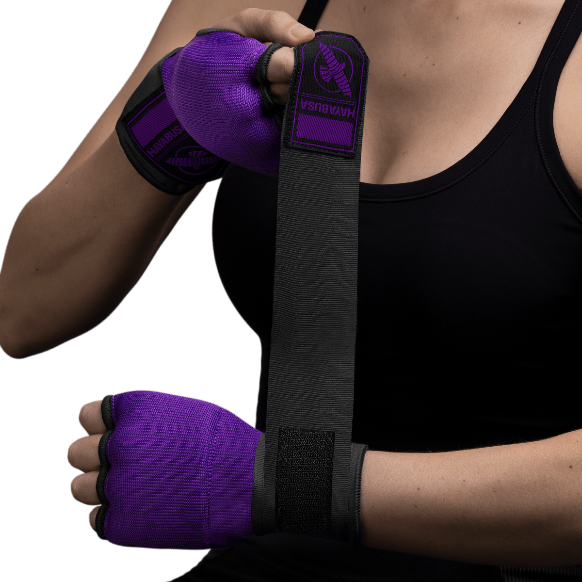 Lila och svart Hayabusa Quick Wrap liner bärs med ett avslappnat band i mexikansk stil