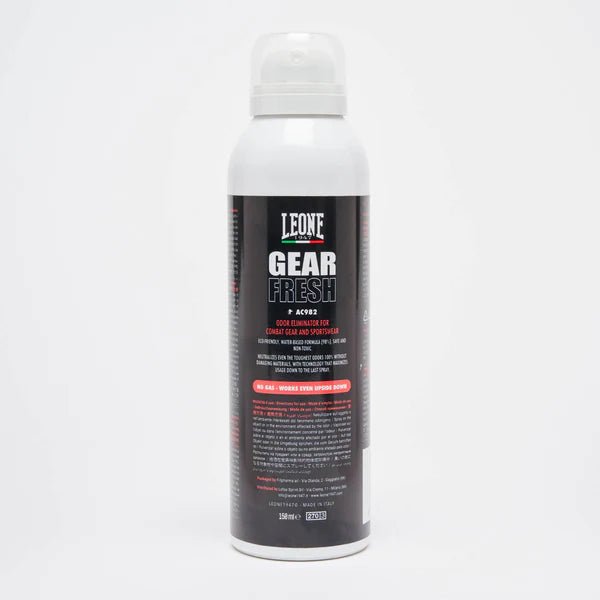 Spray eliminador de olores de leona para material deportivo y guantes de boxeo.