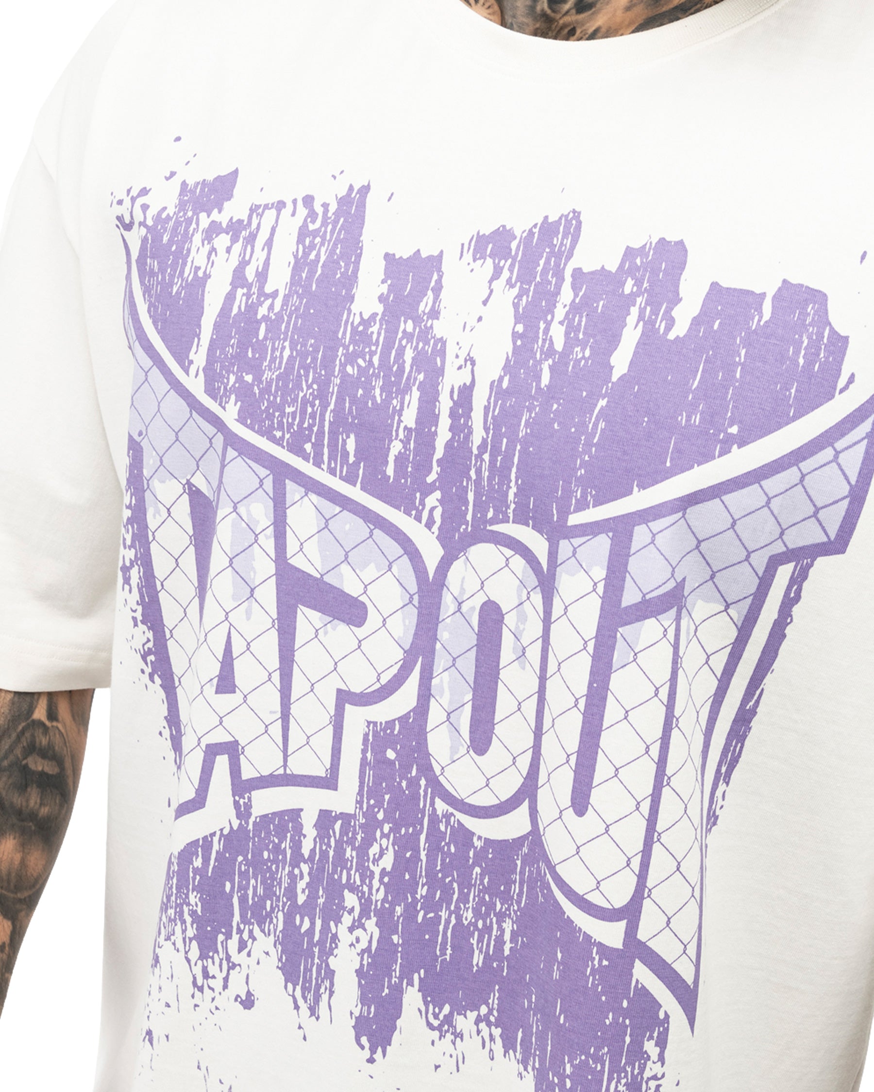 TapouT T-shirt oversize CF Biały męski t-shirt z detalami z logo TapouT