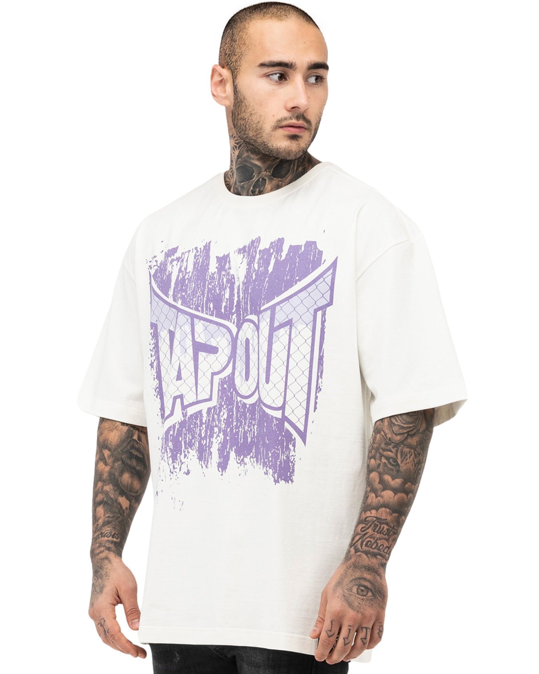 TapouT T-shirt oversize CF Męski biały t-shirt do sztuk walki z przodu