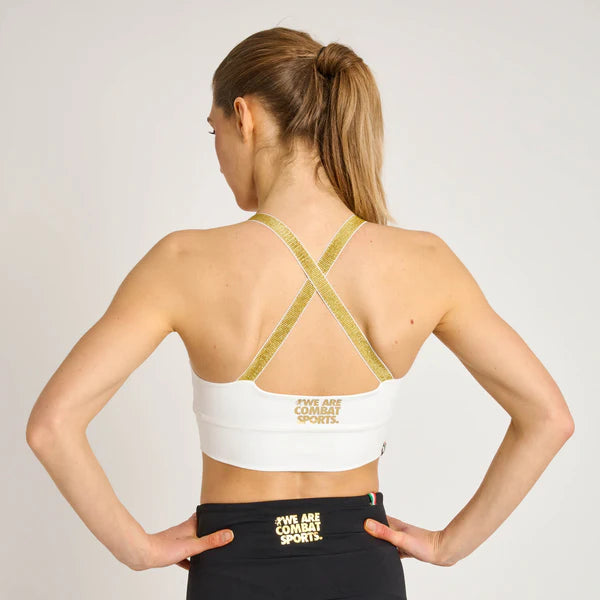 Vista posteriore del top bianco Leone DNA con tessuto traspirante Cool Spandex