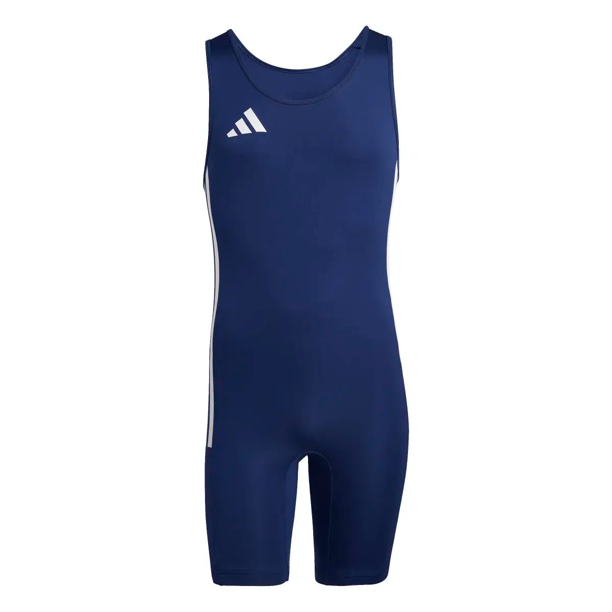 Atleet in hefpositie, gekleed in het blauwe Adidas Powerlift WL-pak.