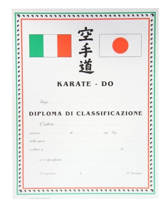 Diploma Karate Classificazione Itaki