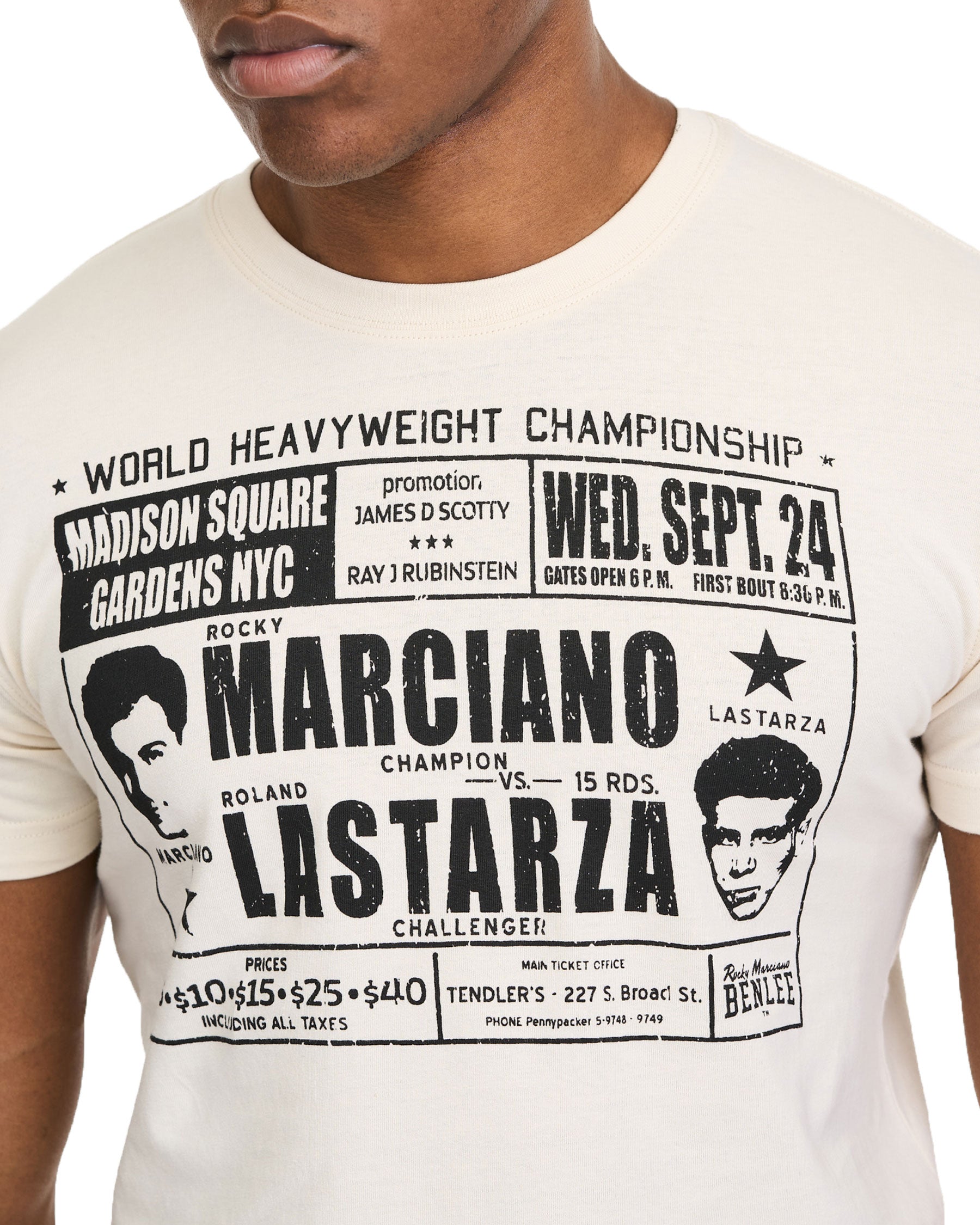 T-Shirt uomo BenLee Sawston Ecru - dettaglio stampa vintage boxing