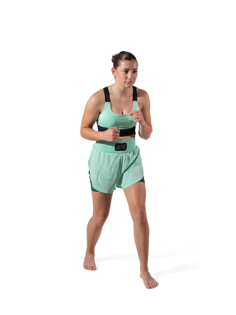 MMA Kick- und Trainingsshorts Damen 2in1 Metal Boxe
