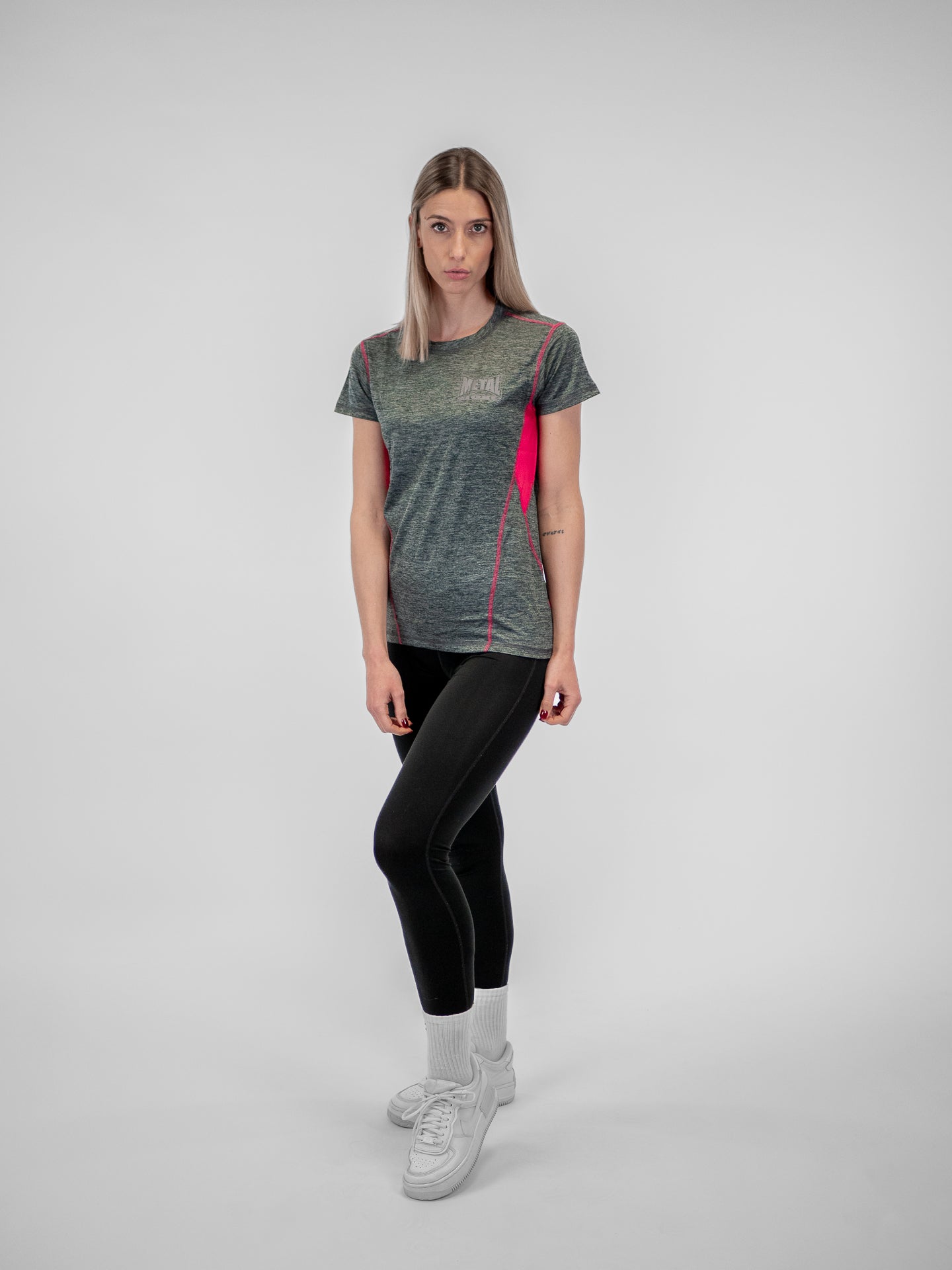 Damen Funktions-T-Shirt Metal Boxe Grau Fuchsia