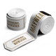 Coppia di bende da boxe Mayweather 180 pollici Deluxe bianche e oro arrotolate, vista principale