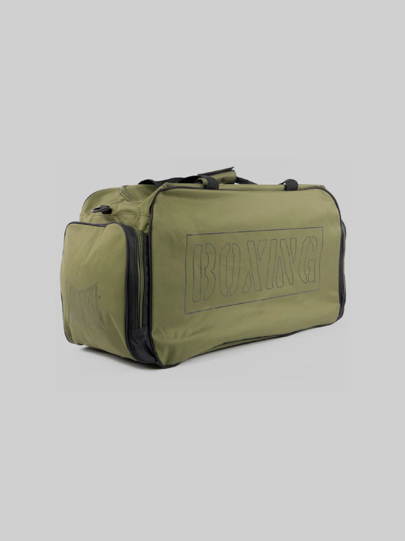 Vista laterale della borsa Metal Boxe Club con dettaglio delle tasche porta accessori