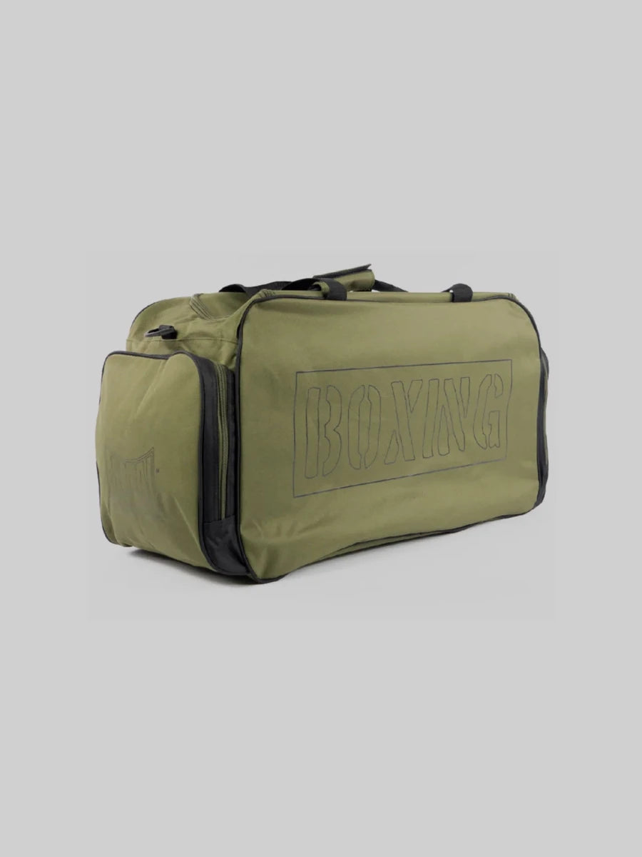 Vista laterale della borsa Metal Boxe Club con dettaglio delle tasche porta accessori