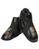 Pair of black protective boots for Kick Boxing Masters WAKO approved