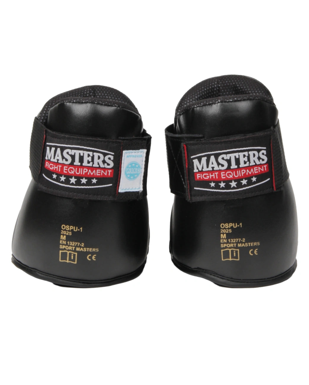 Vista posteriore dei calzari Masters neri con dettaglio della chiusura elastica sul tallone