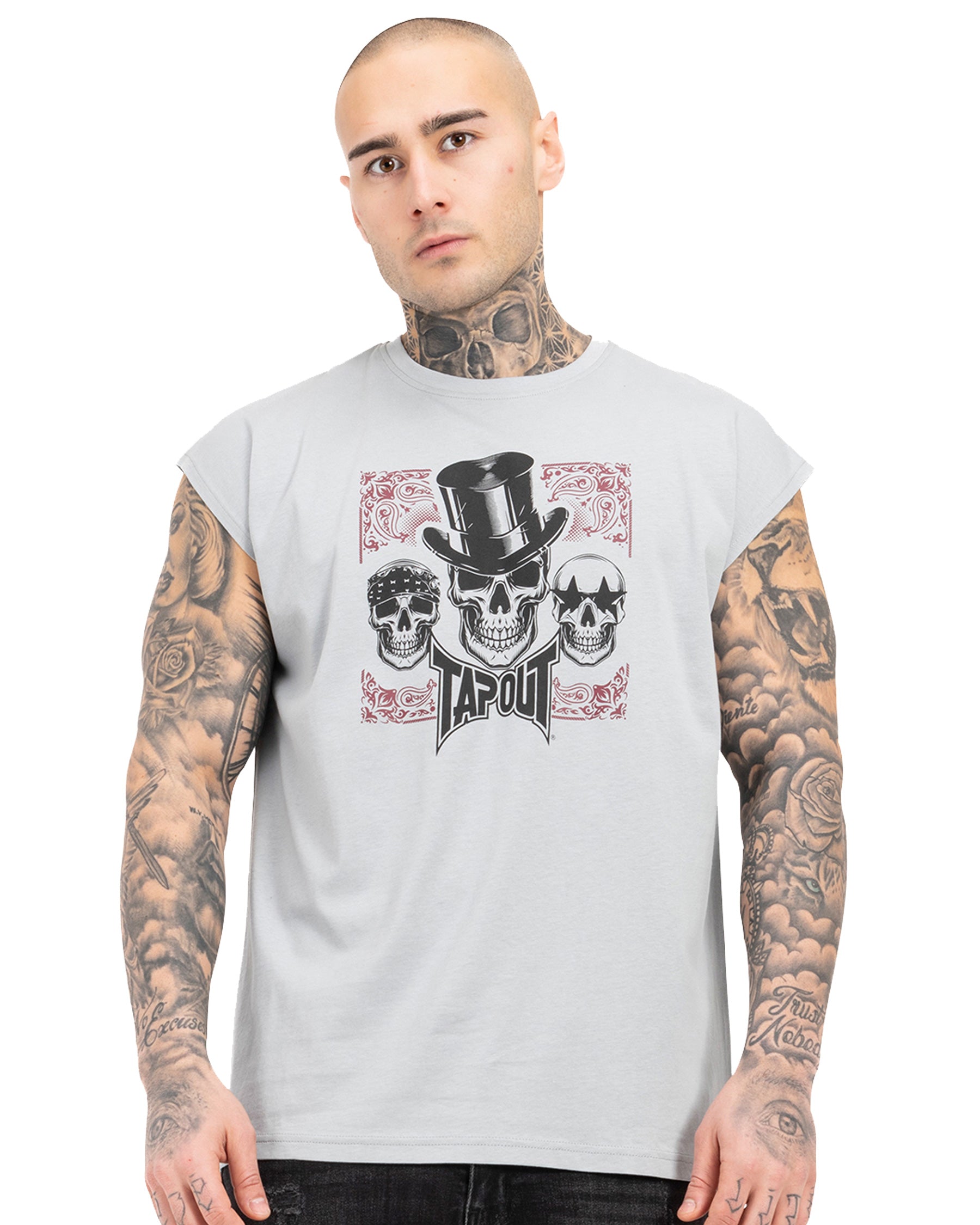 Tapout SKULL TANK canotta sportiva uomo grigio frontale boxe