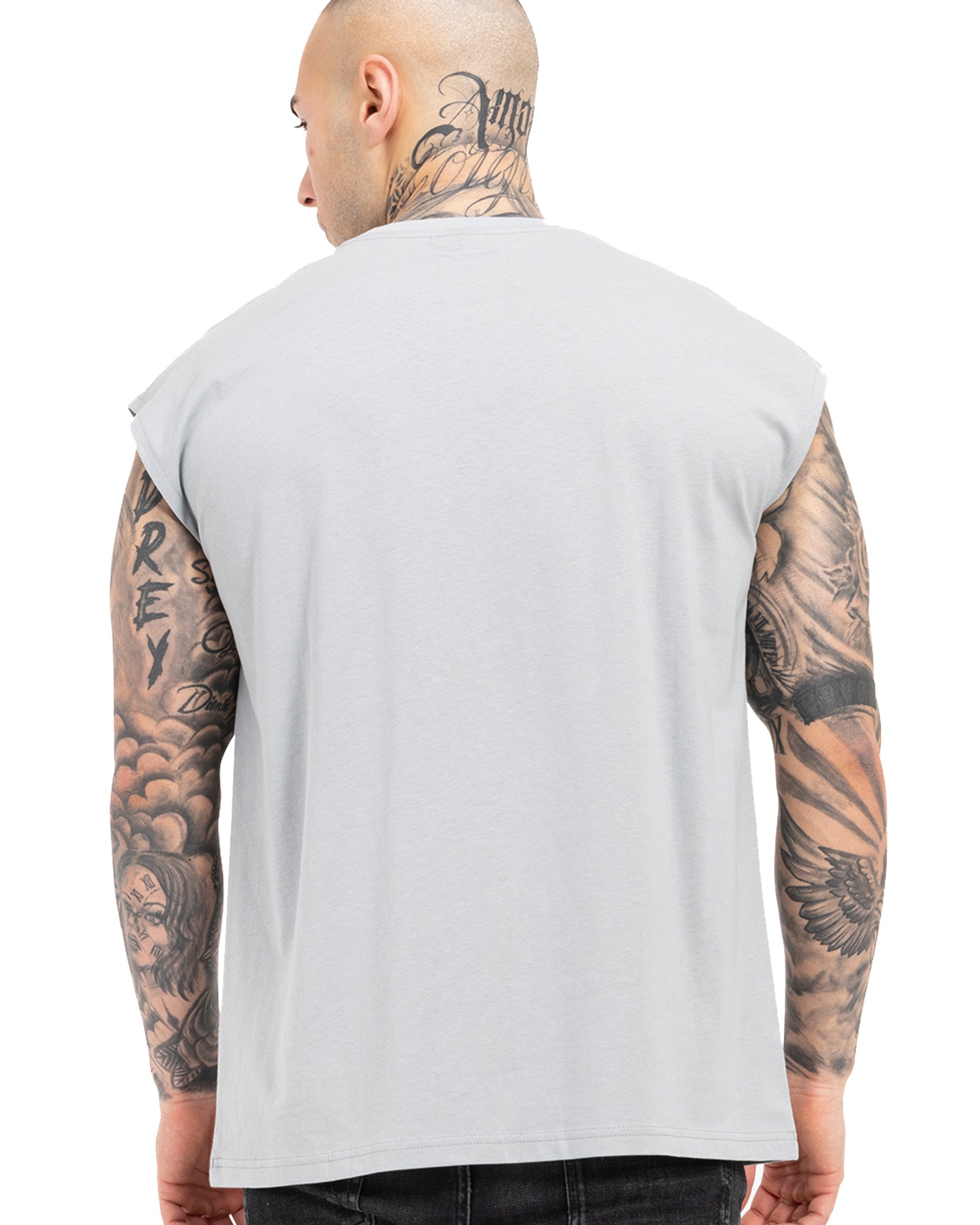 Tapout SKULL TANK canotta sportiva uomo grigio posteriore MMA