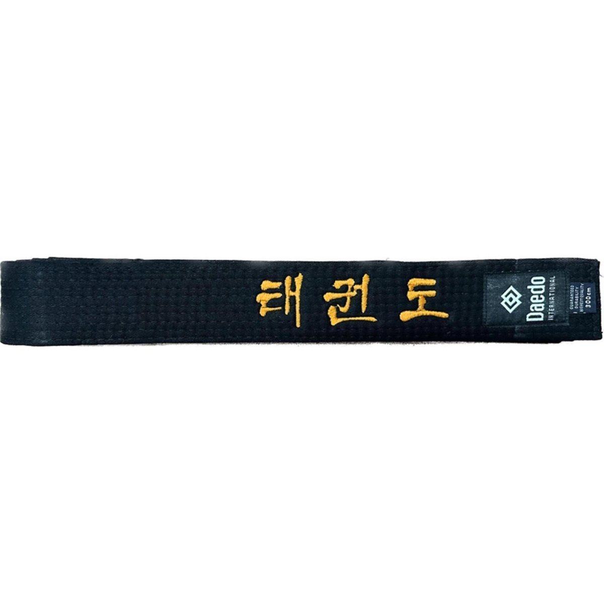 Daedo 5cm svart bälte i bomull med Taekwondo-broderi på koreanska