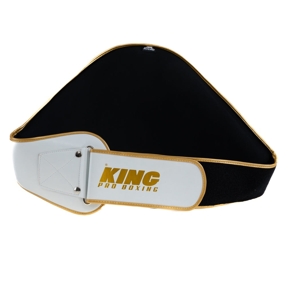 Retro del cinturone bianco King Pro Boxing con cinghie regolabili e imbottitura lombare di supporto