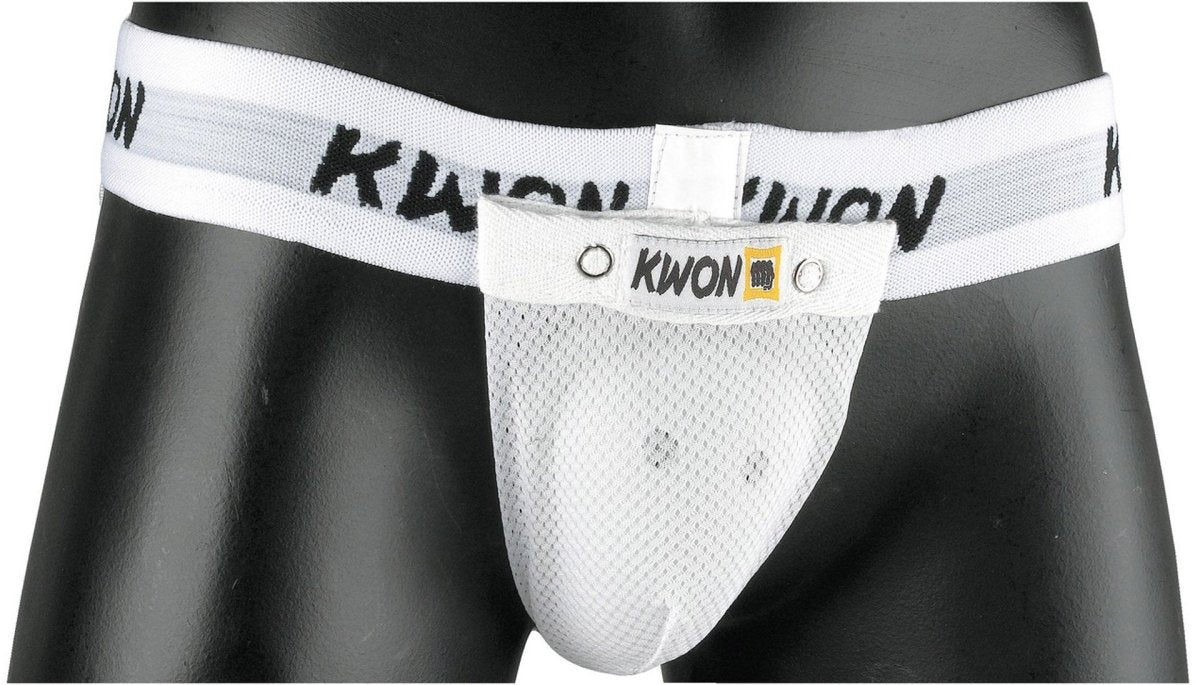 KWON kampsportsskydd i vitt med elastiskt midjeband