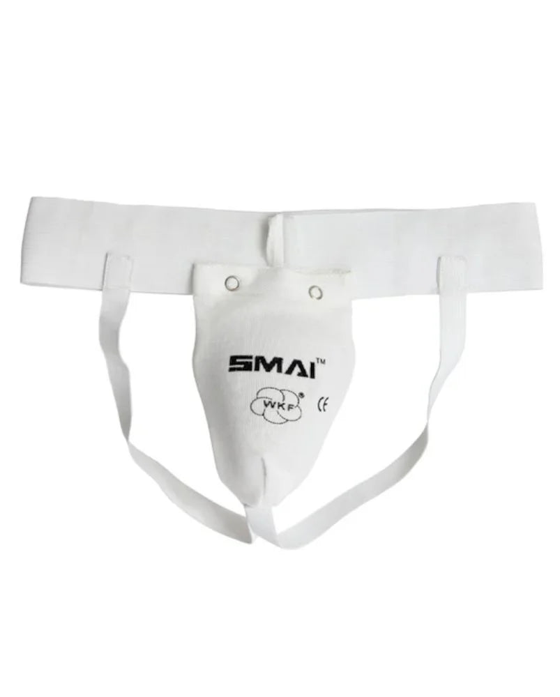 Sospensorio bianco SMAI WKF Approved con conchiglia protettiva inserita