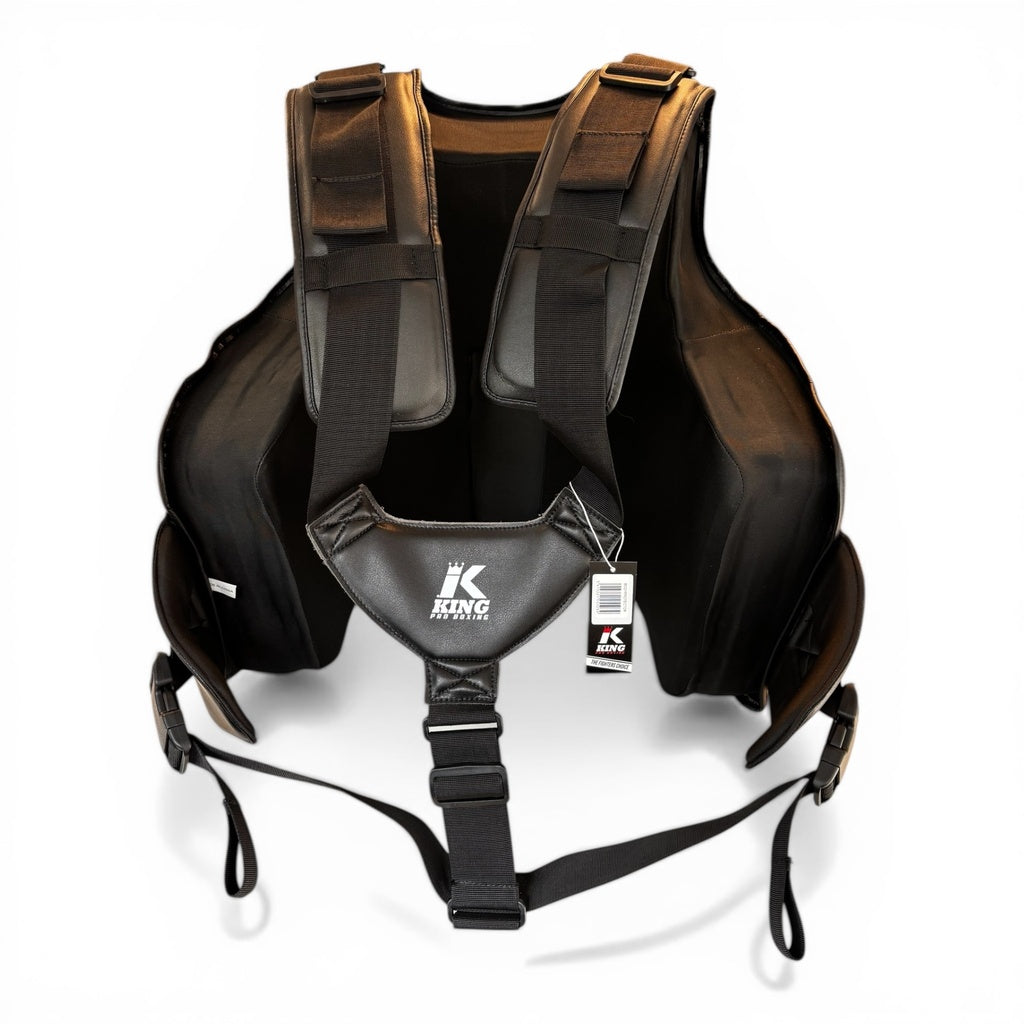 Vista posteriore del corpetto KPB con dettaglio delle cinghie regolabili e imbottitura spalle